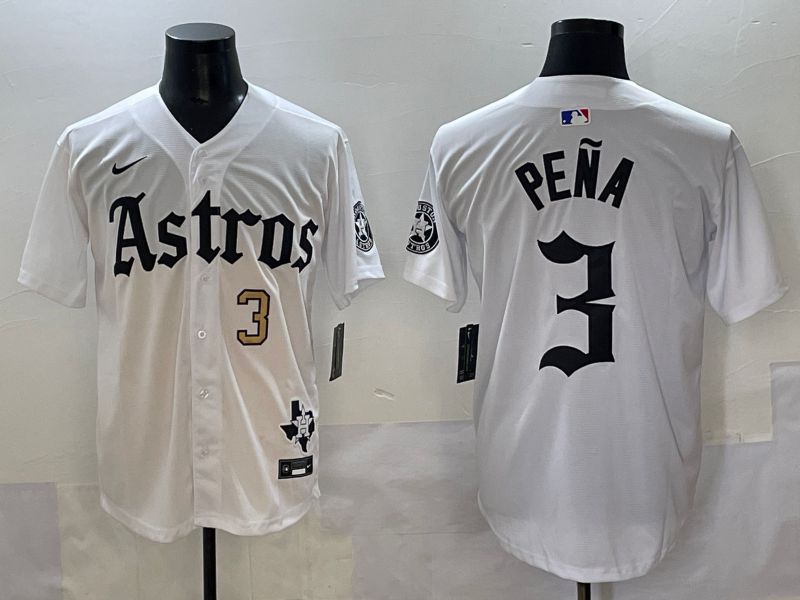Men 2025 Houston Astros #3 Pena White Five generations Joint Name Nike MLB Jersey style 37->houston astros->MLB Jersey